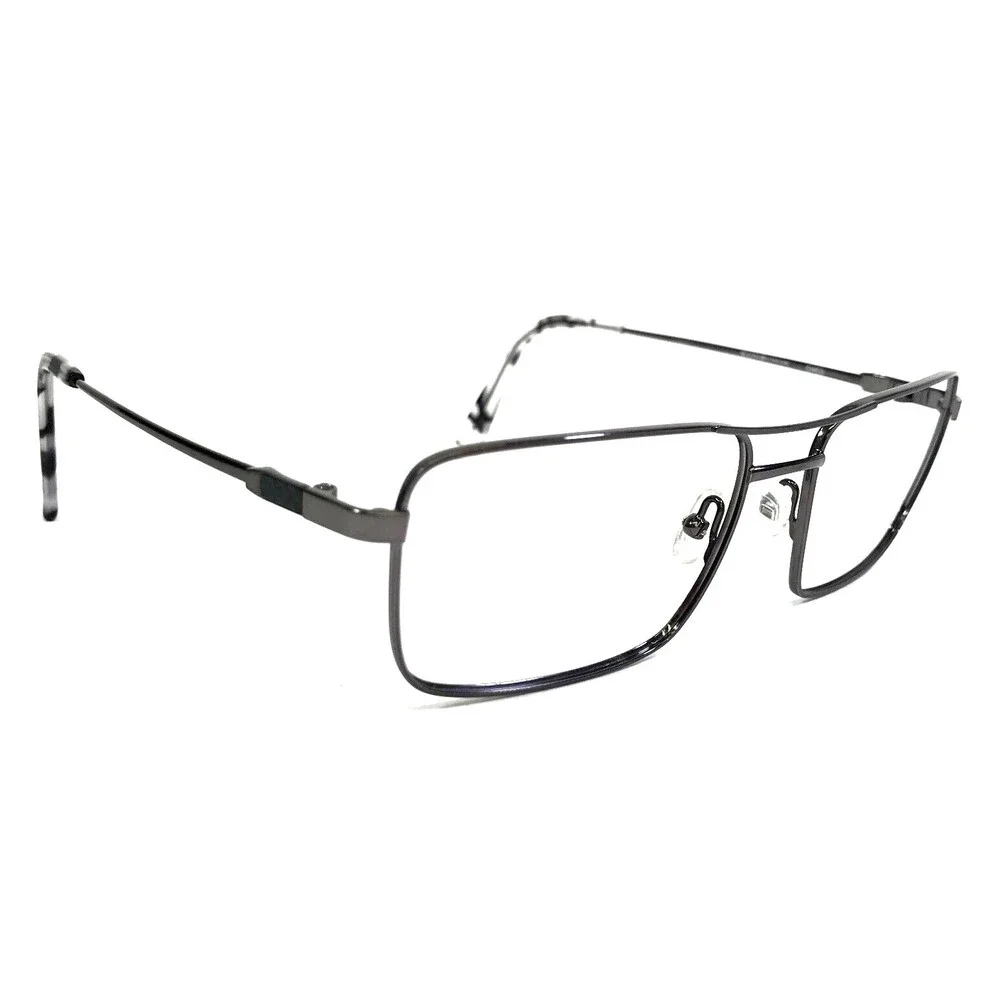 Bulova Eyeglasses Frames CHICO SHINY GUNMETAL Gray Square Titanium 56-17-145